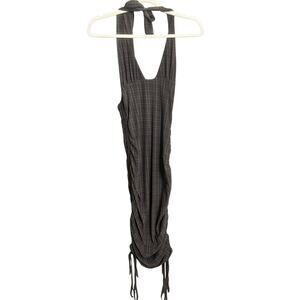 TIGERMIST Womens Sz M Brown Halter Top Dress Print Midi Cocktail Formal